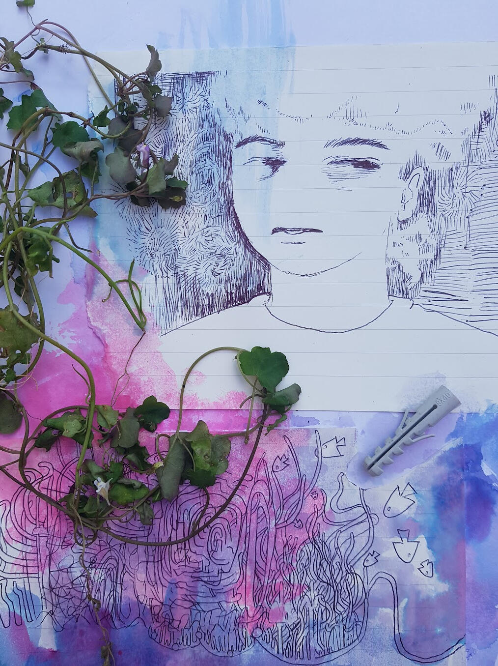 mixed media on paper/digital photograph